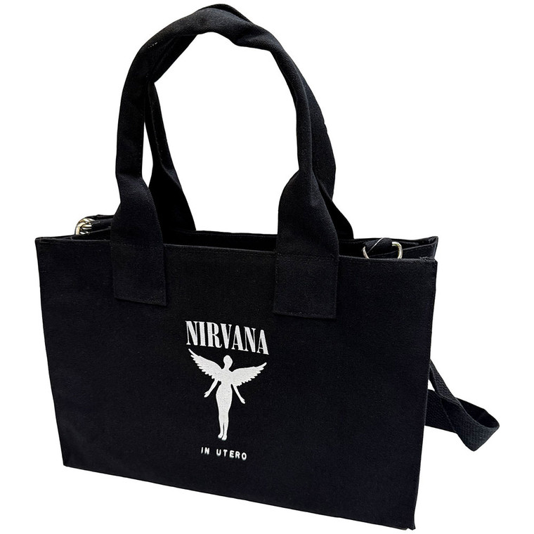 Nirvana Cotton Tote Bag: In Utero (Black) (Back Print)