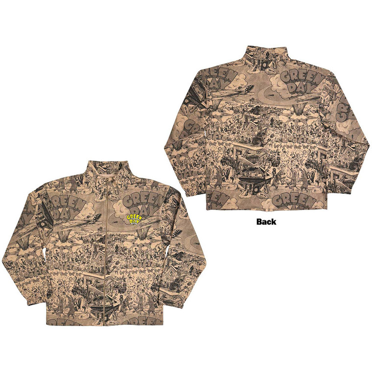 Green Day Unisex Zip Jacket: Dookie All Over Print (Brown) (Back Print)