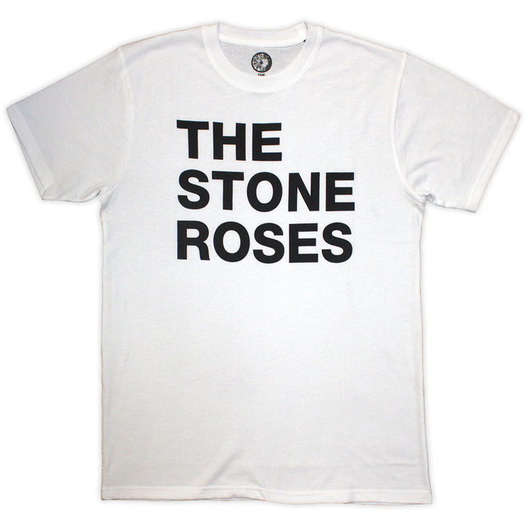 The Stone Roses Unisex T-Shirt: Left Justified Text (White) (Jumbo Print)