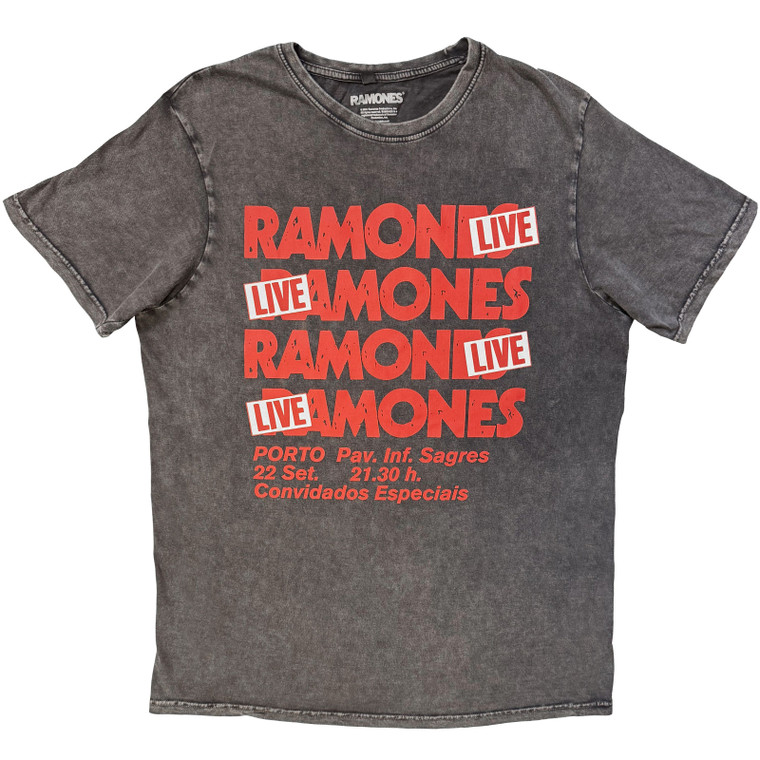 Ramones Unisex Stone Wash T-Shirt: Concert (Charcoal Grey)