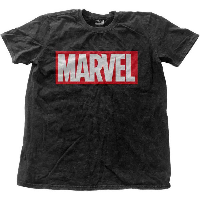 Marvel Comics Unisex T-Shirt: Vintage Logo (Black) (Wash Collection) (Medium)