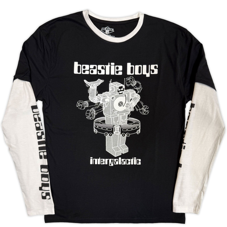 The Beastie Boys Unisex Layered Long Sleeve T-Shirt: Intergalactic Robot (Black & White) (Sleeve Print) (QUARANTINE - EMBARGOED)