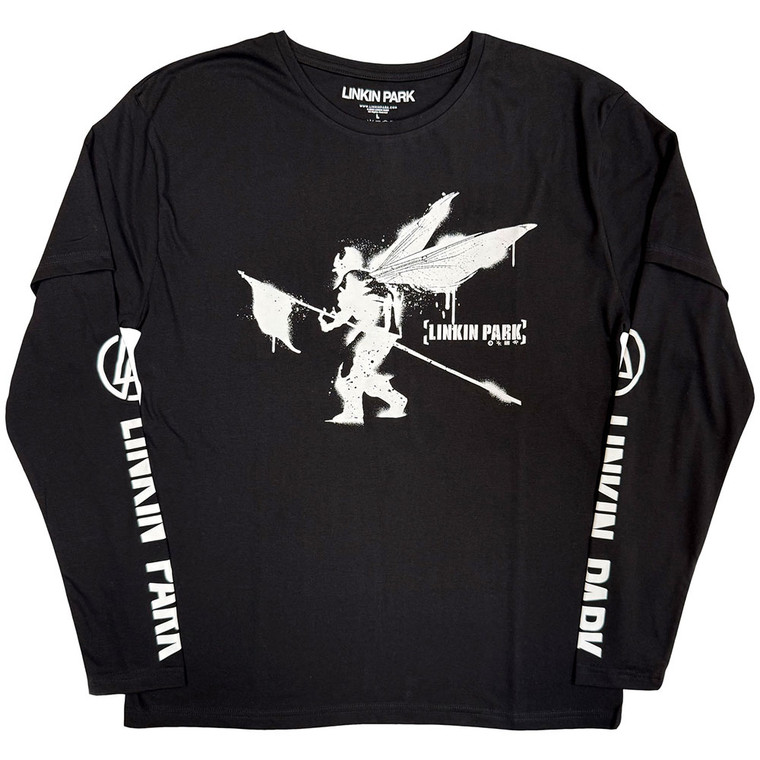Linkin Park Unisex Layered Long Sleeve T-Shirt: Street Soldier (Black) (Sleeve Print)