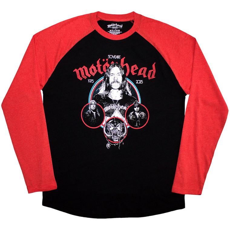 Motorhead Unisex Raglan T-Shirt: Band Circles (Black & Red)