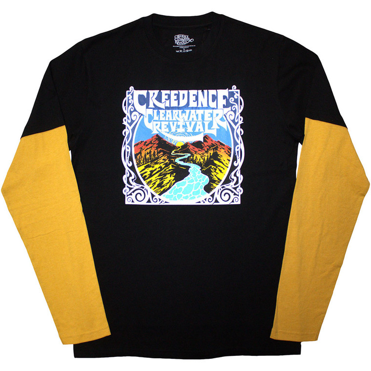 Creedence Clearwater Revival Unisex 2 In 1 Layered Long Sleeve T-Shirt: River (Black & Yellow)
