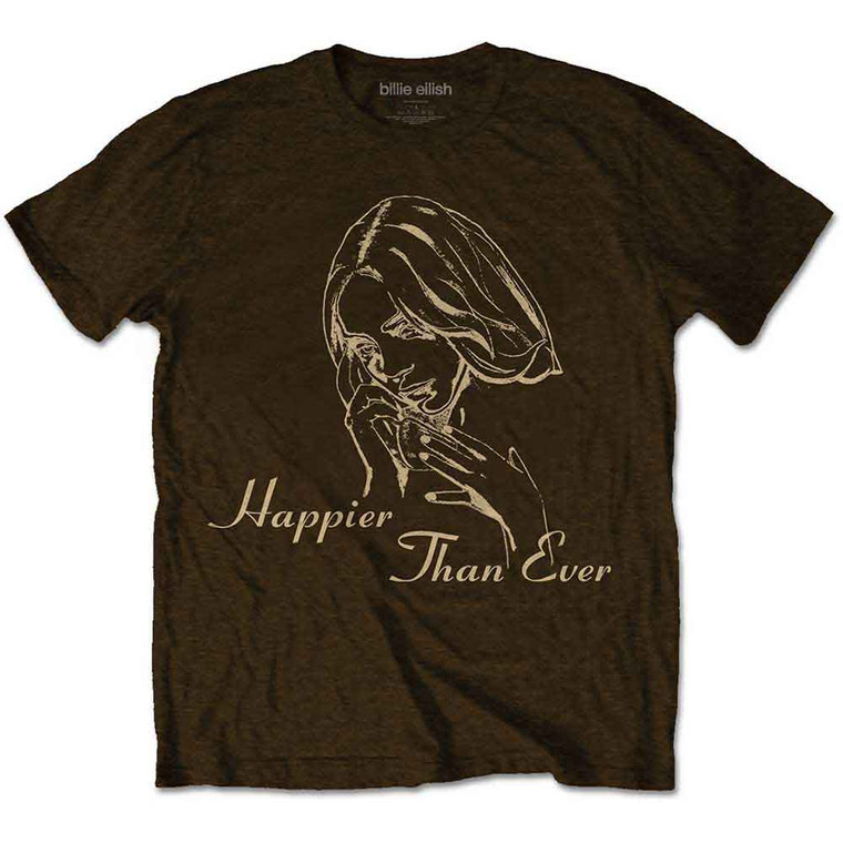 Billie Eilish Unisex T-Shirt: Happier Than Ever (Brown)