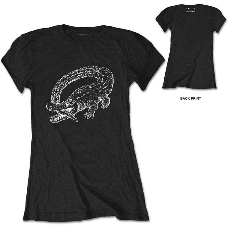 Catfish & The Bottlemen Ladies T-Shirt: Alligator (Black) (Back Print)