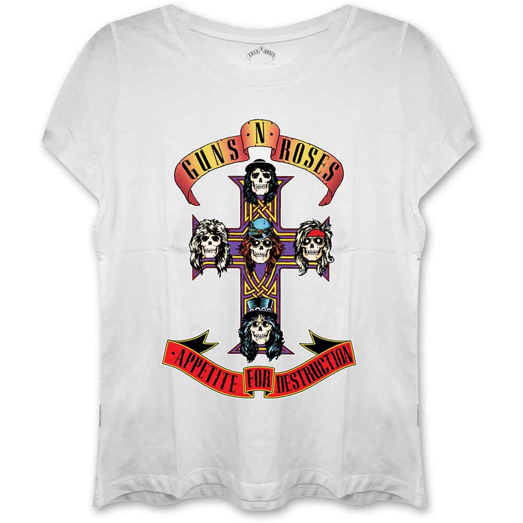 Guns N' Roses Ladies T-Shirt: Appetite (White) (Skinny Fit)
