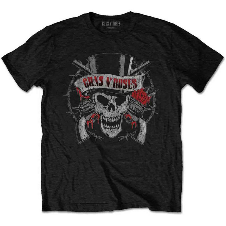 Guns N' Roses Unisex T-Shirt: Distressed Skull (Black)