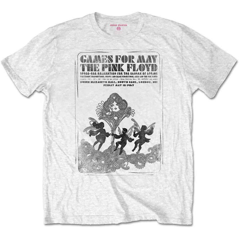 Pink Floyd Unisex T-Shirt: Games For May B&W (White)
