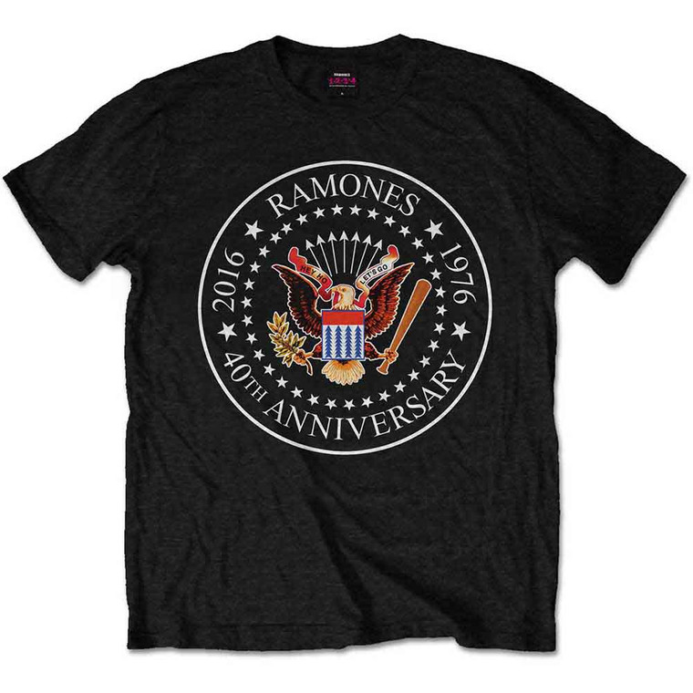 Ramones Unisex T-Shirt: 40th Anniversary Seal (Black)