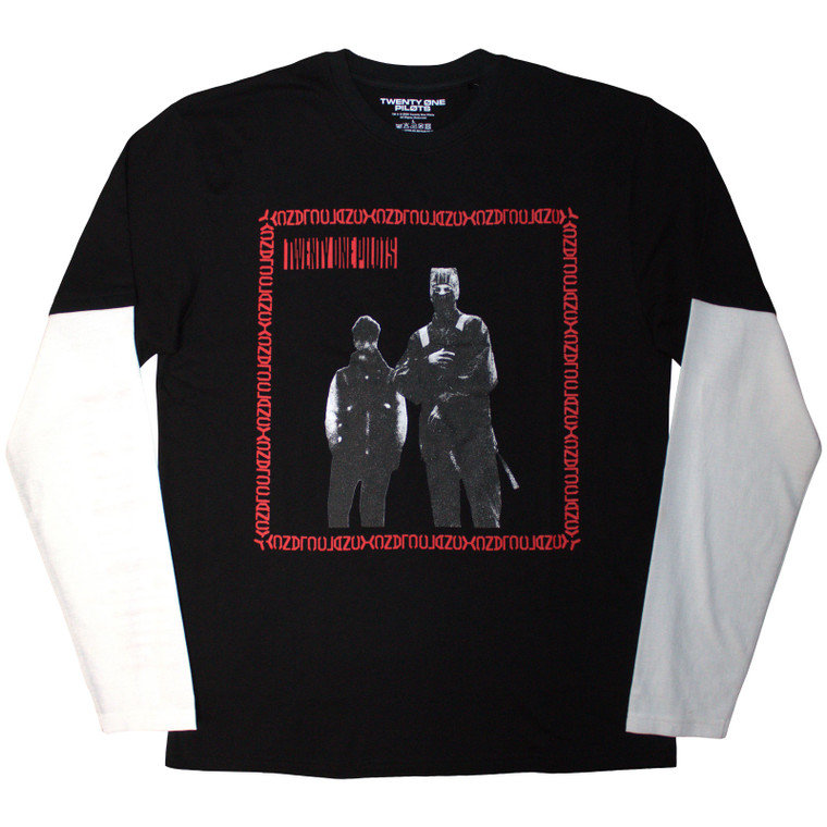 Twenty One Pilots Unisex 2 In 1 Layered Long Sleeve T-Shirt: Run Frame (Black & White)