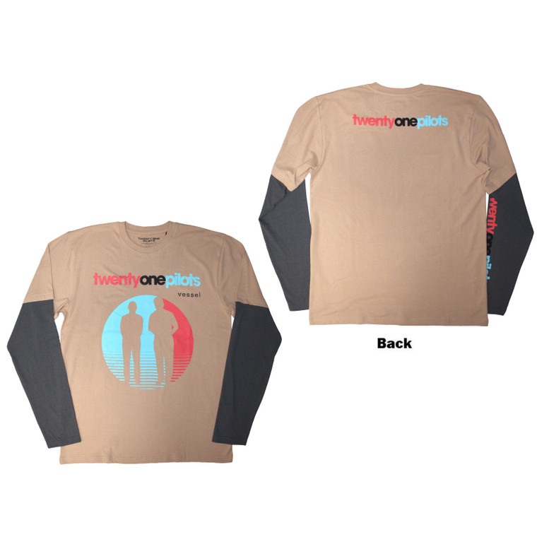 Twenty One Pilots Unisex Layered Long Sleeve T-Shirt: Vessel (Grey & Sand)