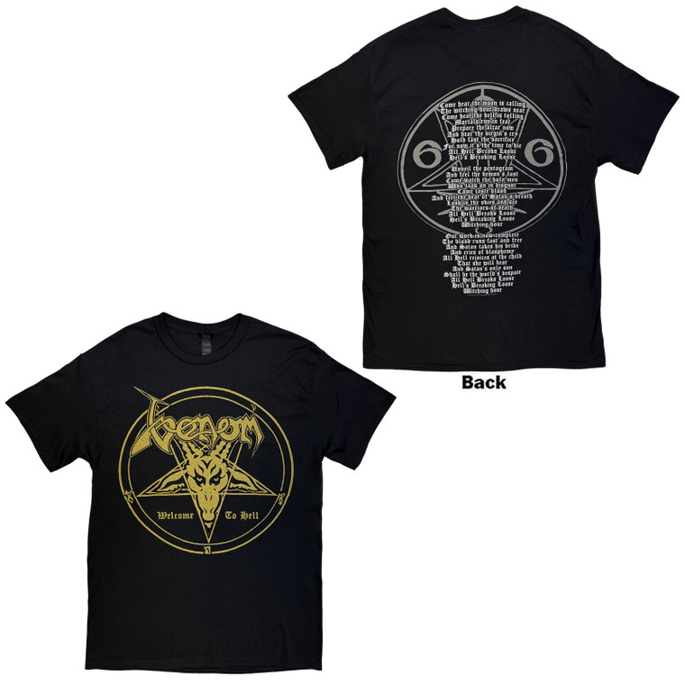 Venom Unisex T-Shirt: Welcome To Hell (Black) (Back Print)