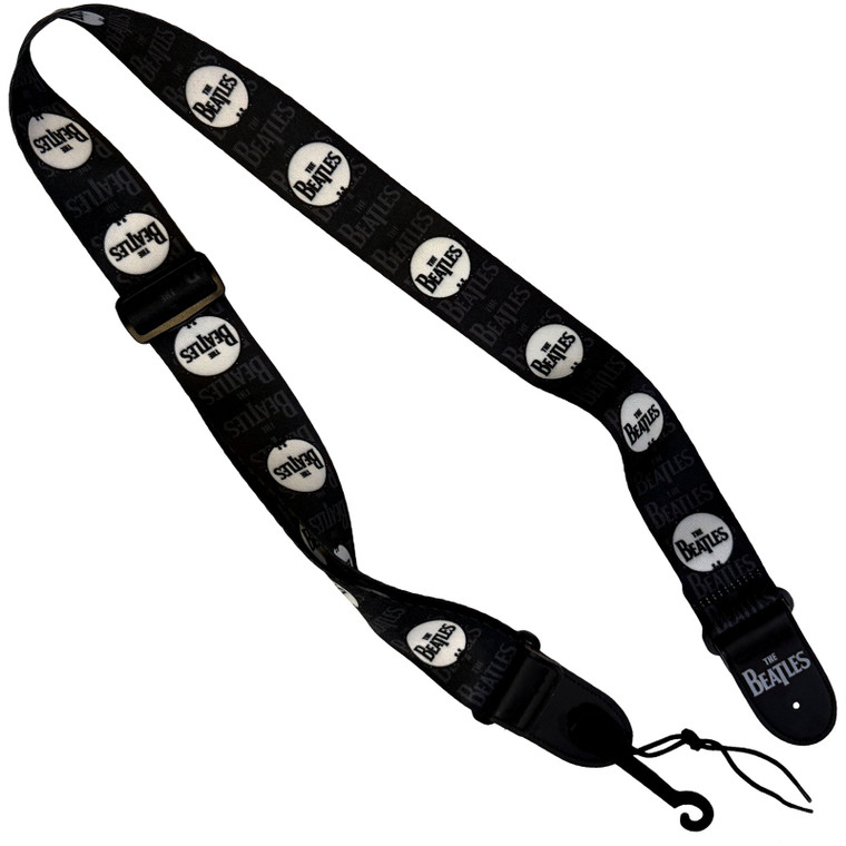 The Beatles Guitar Strap (Poly): Drop T Logo on Drum (Black)