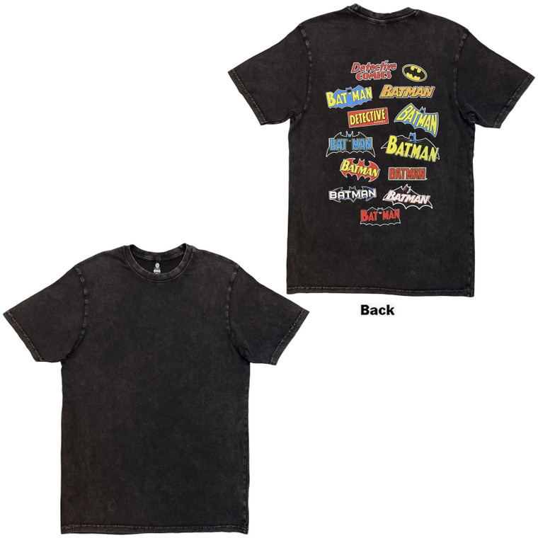DC Comics Unisex Stone Wash T-Shirt: Batman Logo Through The Ages (Black)