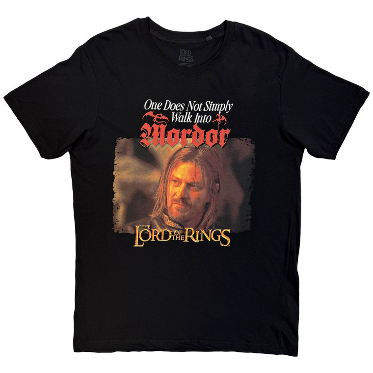 Lord Of The Rings Unisex T-Shirt: Mordor Medieval Text (Black)