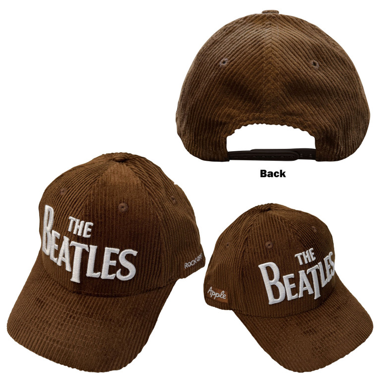 The Beatles Unisex Baseball Cap: Drop T Logo & Apple Corduroy (Brown)