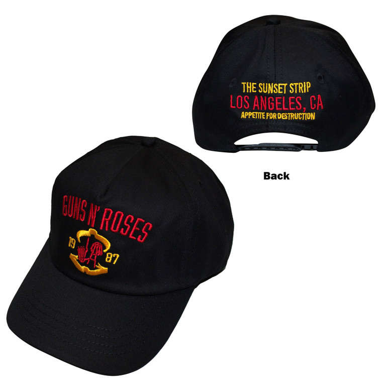 Guns N' Roses Unisex Baseball Cap: Sunset Strip '87 (Black)