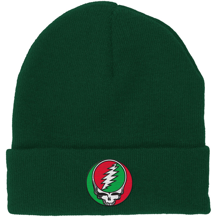 Grateful Dead Unisex Beanie Hat: Steal Your Face Red/Green (Green)