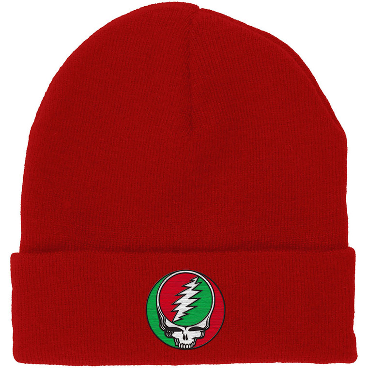 Grateful Dead Unisex Beanie Hat: Steal Your Face Red/Green (Red)