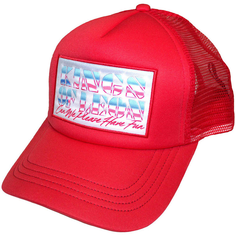 Kings of Leon Unisex Mesh Back Cap: Can We Please Have Fun Border (Red)