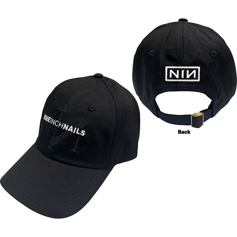 Nine Inch Nails Unisex Baseball Cap: Classic Logo (Black) (Back Print)