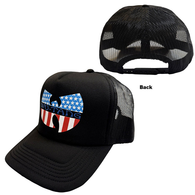 Wu-Tang Clan Unisex Mesh Back Cap: Star-Spangled Logo (Black)