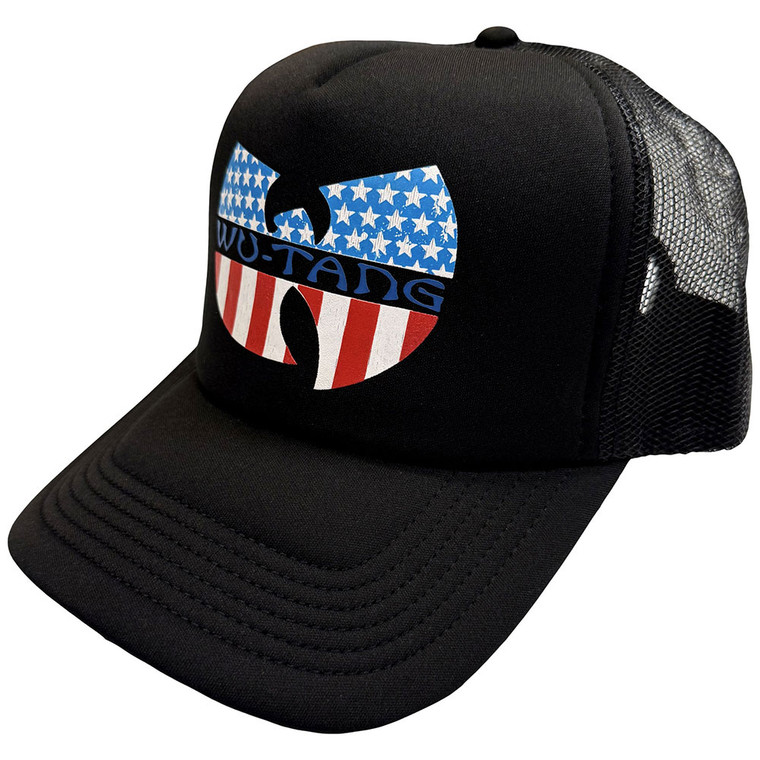 Wu-Tang Clan Unisex Mesh Back Cap: Star-Spangled Logo (Black)