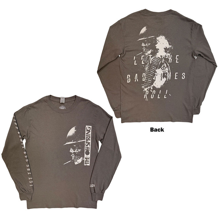 The Offspring Unisex Long Sleeve T-Shirt: Skull (Black) (Back Print)