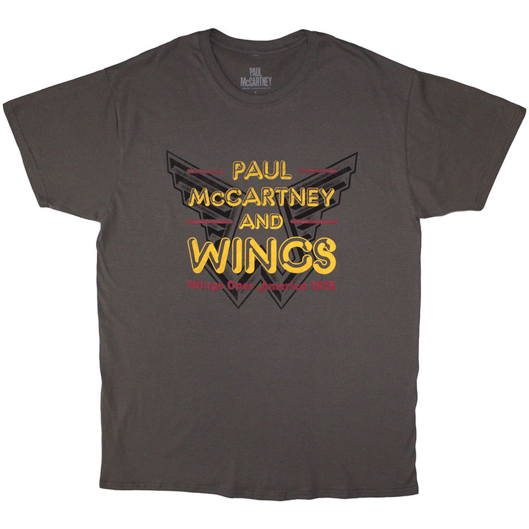 Paul McCartney Unisex T-Shirt: Wings Over America '76 (Charcoal Grey)