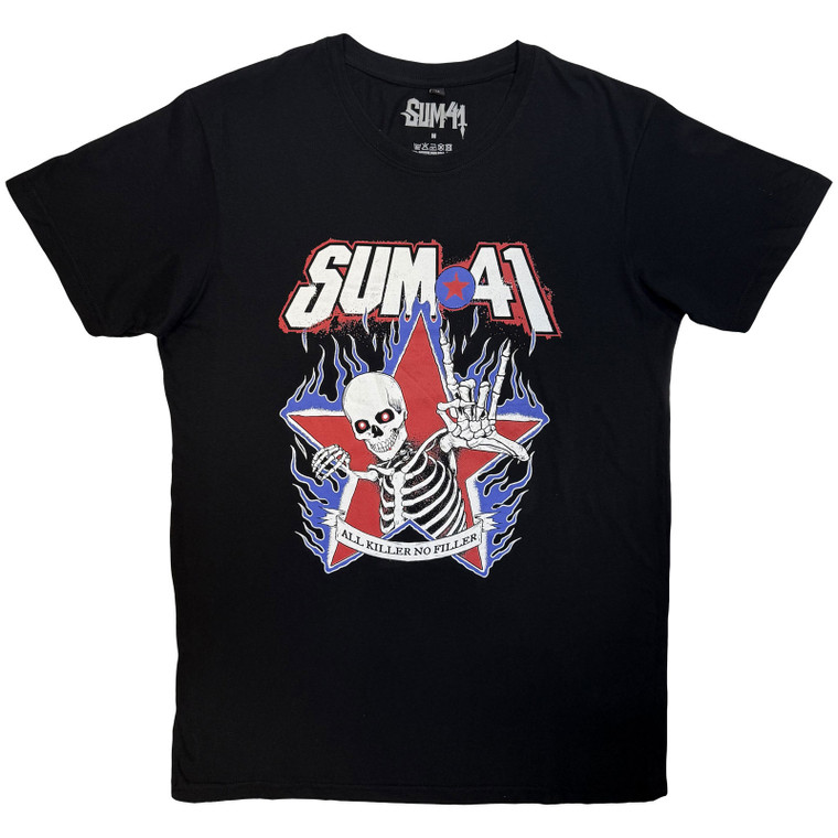 Sum 41 Unisex Carbon T-Shirt: All Killer No Filler Skeleton (Black)
