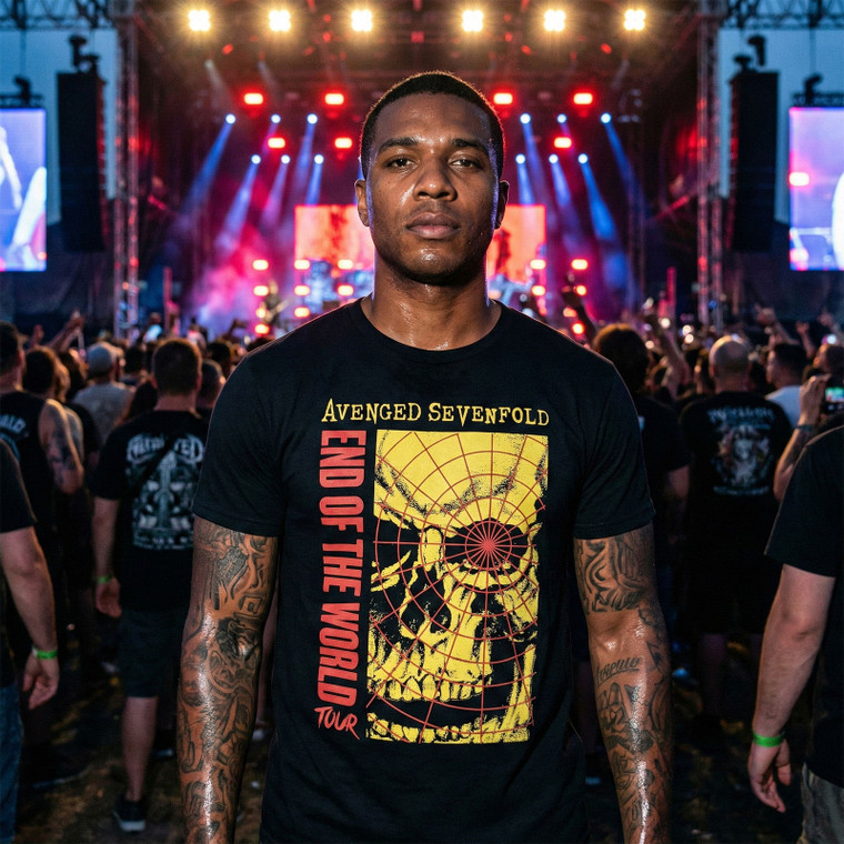 Avenged Sevenfold Unisex Carbon T-Shirt: End Of The World Tour (Black)