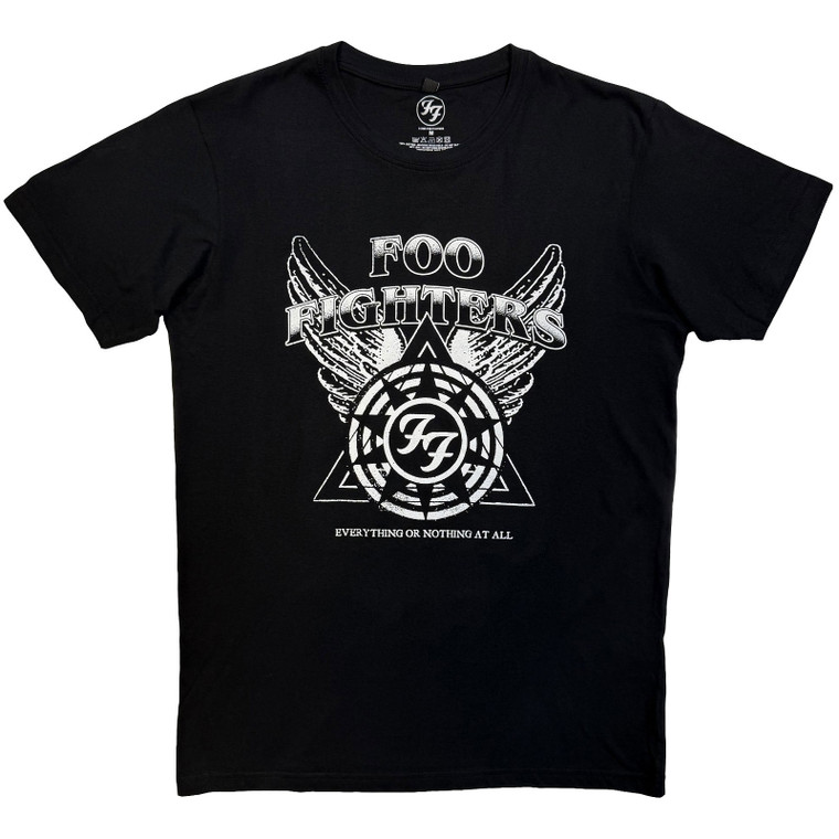 Foo Fighters Unisex Carbon T-Shirt: Everything or Nothing At All Logo (Black)