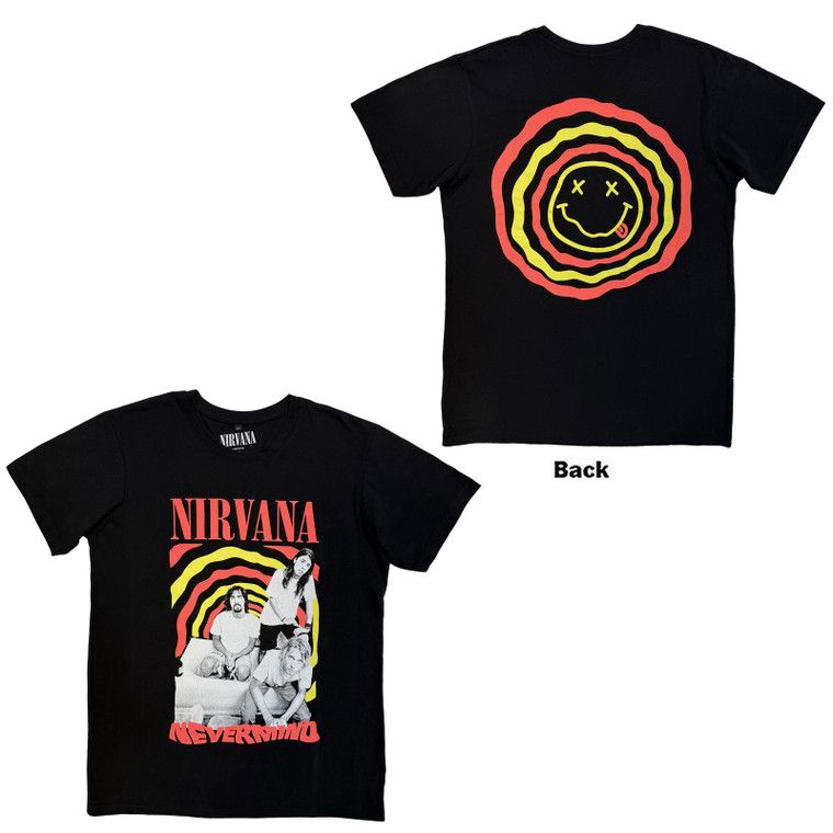 Nirvana Unisex Carbon T-Shirt: Nevermind Bath Tub (Black) (Back Print)