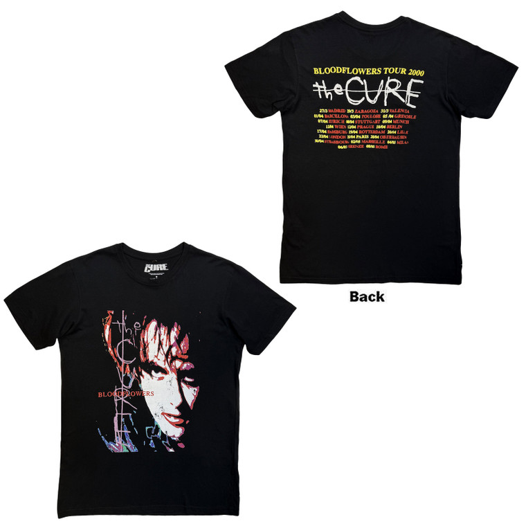The Cure Unisex Carbon T-Shirt: Bloodflowers Tour '00 (Black) (Back Print)