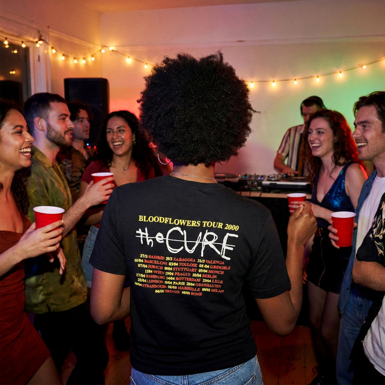 The Cure Unisex Carbon T-Shirt: Bloodflowers Tour '00 (Black) (Back Print)