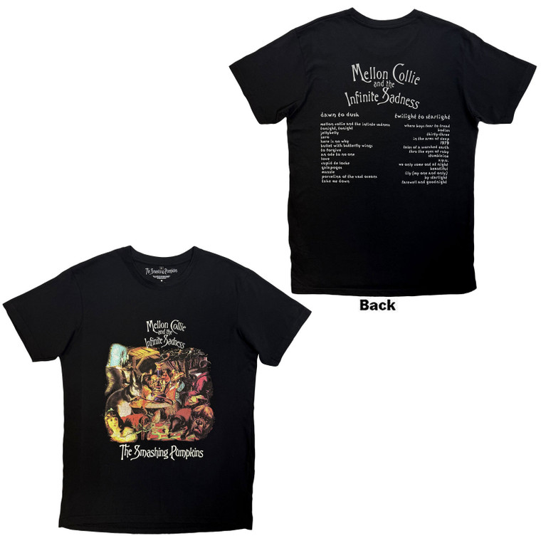 The Smashing Pumpkins Unisex Carbon T-Shirt: Mellon Collie Animals (Black) (Back Print)