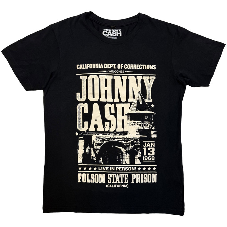Johnny Cash Unisex Carbon T-Shirt: Prison Poster (Black)