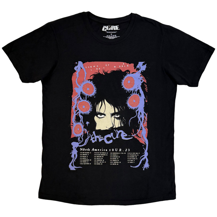 The Cure Unisex Carbon T-Shirt: North American Tour '23 Poster (Black)
