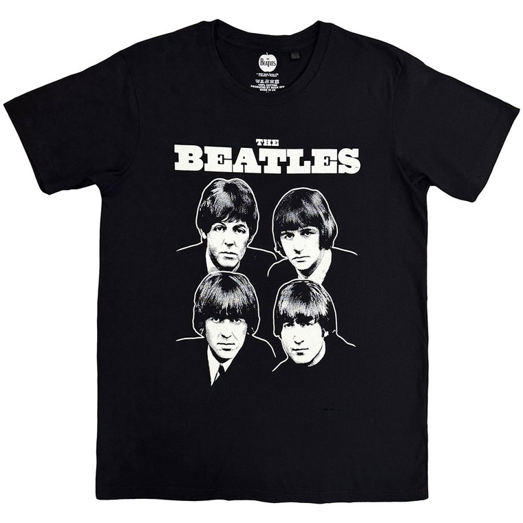 The Beatles Unisex T-Shirt: Black & White Band (Black)