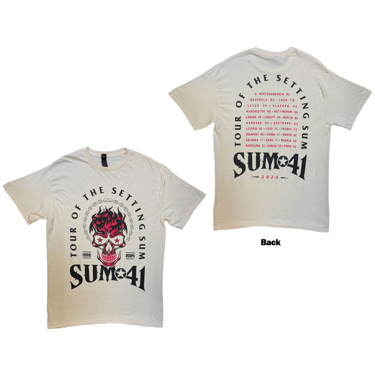 Sum 41 Unisex T-Shirt: Tour '24 Pt.2 Pink Skull (Natural) (Back Print) (Ex-Tour)