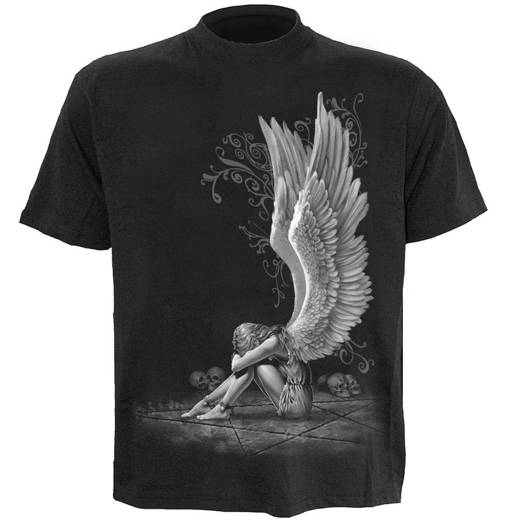 Spiral Unisex T-Shirt: Enslaved Angel (Black) (Back Print)