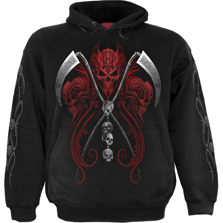 Spiral Unisex Pullover Hoodie: Reaperess (Black) (Back & Sleeve Print)