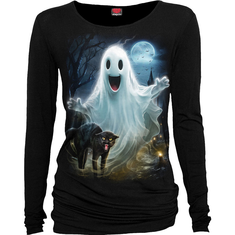 Spiral Ladies Long Sleeve Baggy T-Shirt: High Spirits (Black)