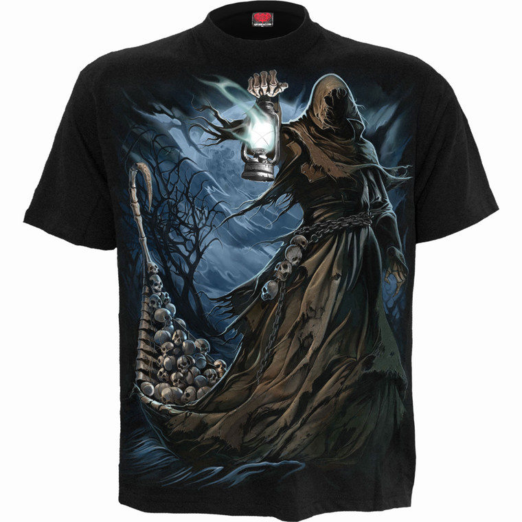 Spiral Unisex T-Shirt: Ferryman (Black) (Back Print)