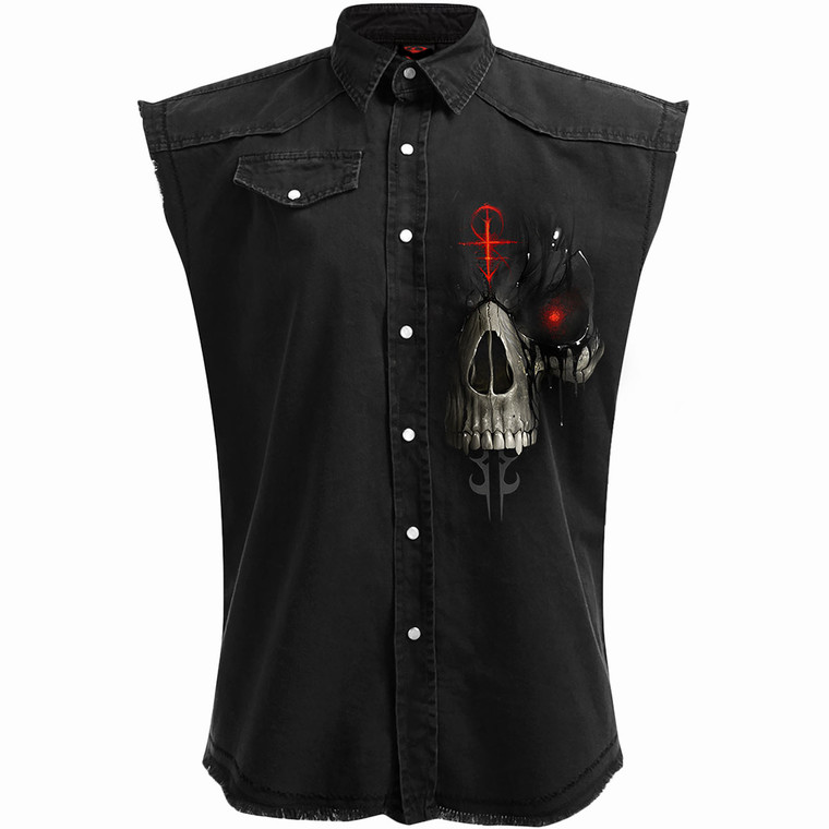 Spiral Unisex Worker Shirt: Dark Death (Black) (Back Print)