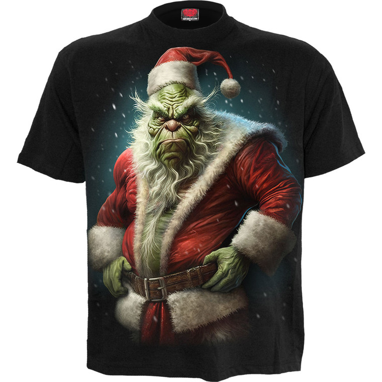 Spiral Unisex T-Shirt: Bah Humbug (Black) (Back Print)