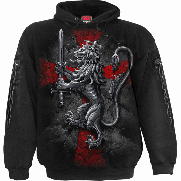 Spiral Unisex Pullover Hoodie: Valiant (Black) (Back & Sleeve Print)