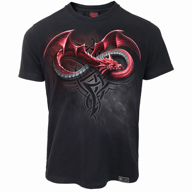 Spiral Unisex Organic T-Shirt: Infinity Dragons (Black) (Back Print)